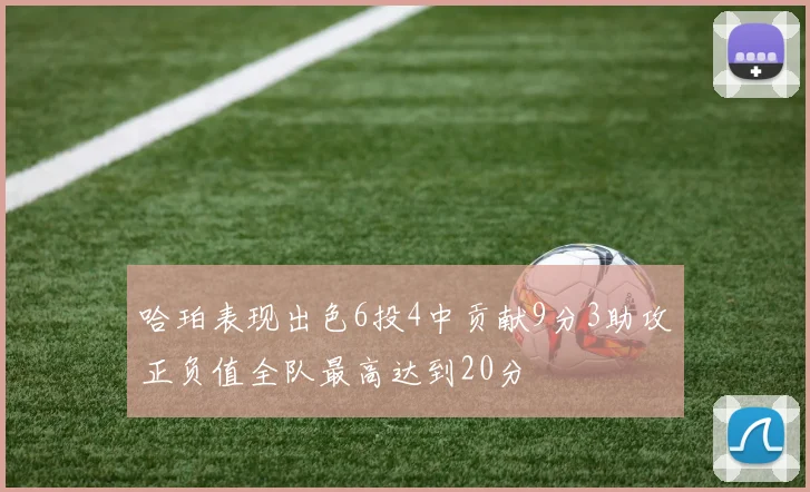 哈珀表现出色6投4中贡献9分3助攻正负值全队最高达到20分